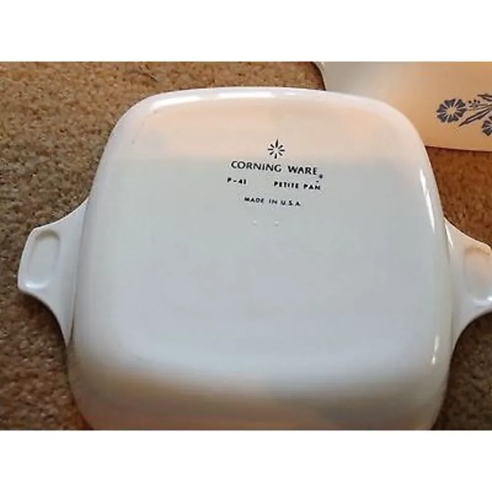 3 CORNING BLUE CORNFLOWER P-41 PETITE PAN CASSEROLE DISHES